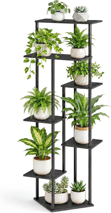 52.4" Tall 7-Tier Multiple Plant Stand Indoor, Black | Functions as Corner Flower Pots, Shelf, Decor Rack, Holder;