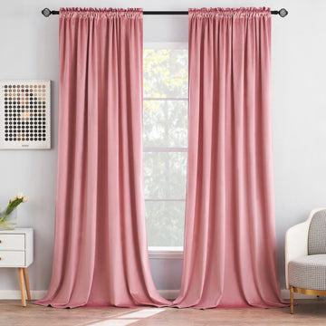 Pink Blackout Velvet Curtains Drapes 96 Inch Long 52"x96" Bedroom