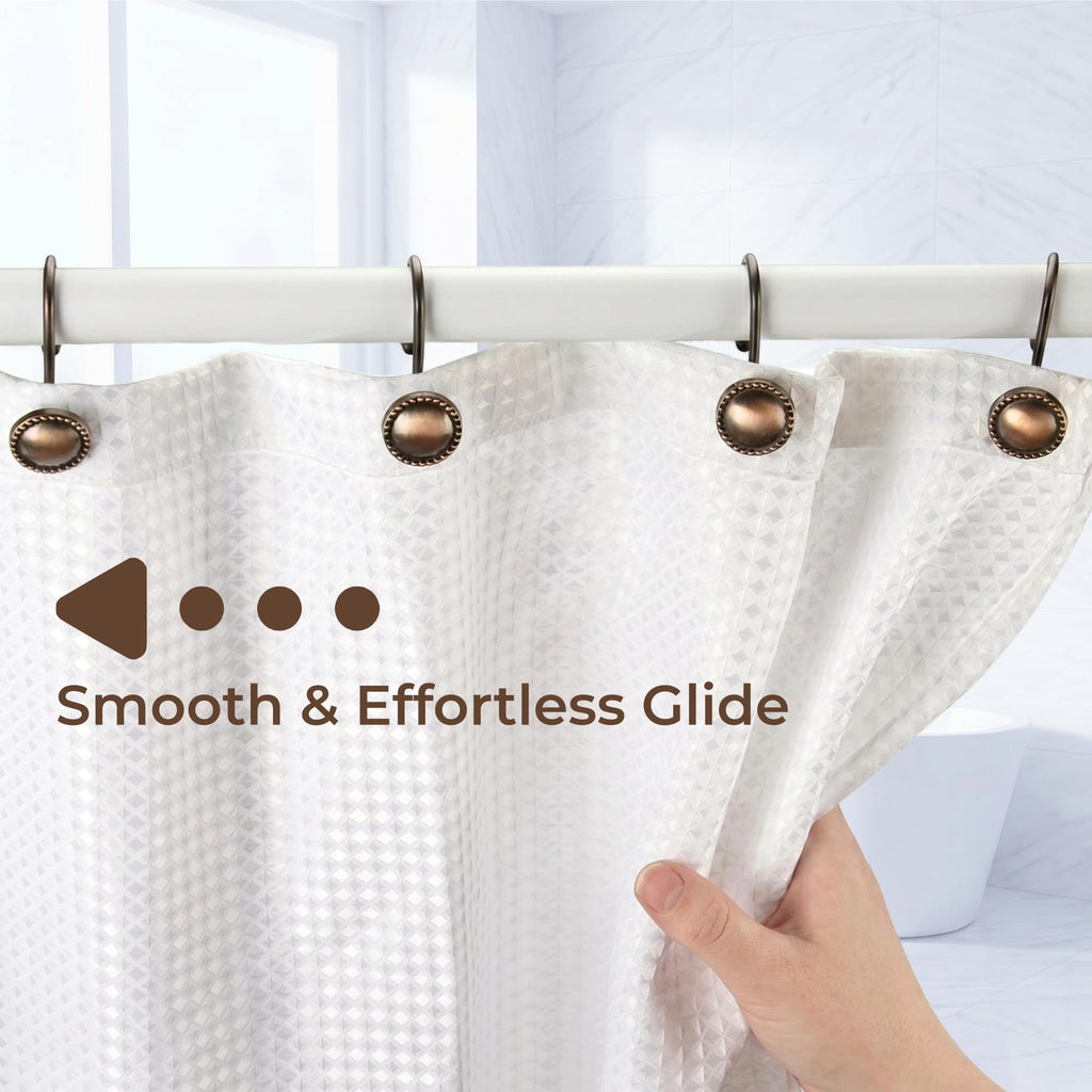 Shower Curtain Hooks, Rust-Resistant Decorative Rings, 12-Pack, Bronze