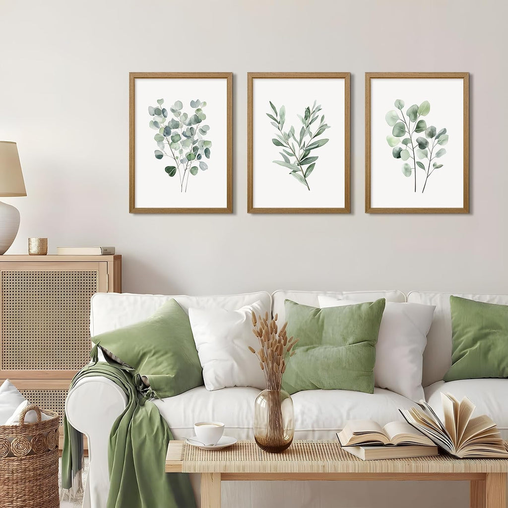 Botanical Wall Art Sage Green Canvas Wall Decor Eucalyptus Art Watercolor Plant Pictures Green Botanical Prints