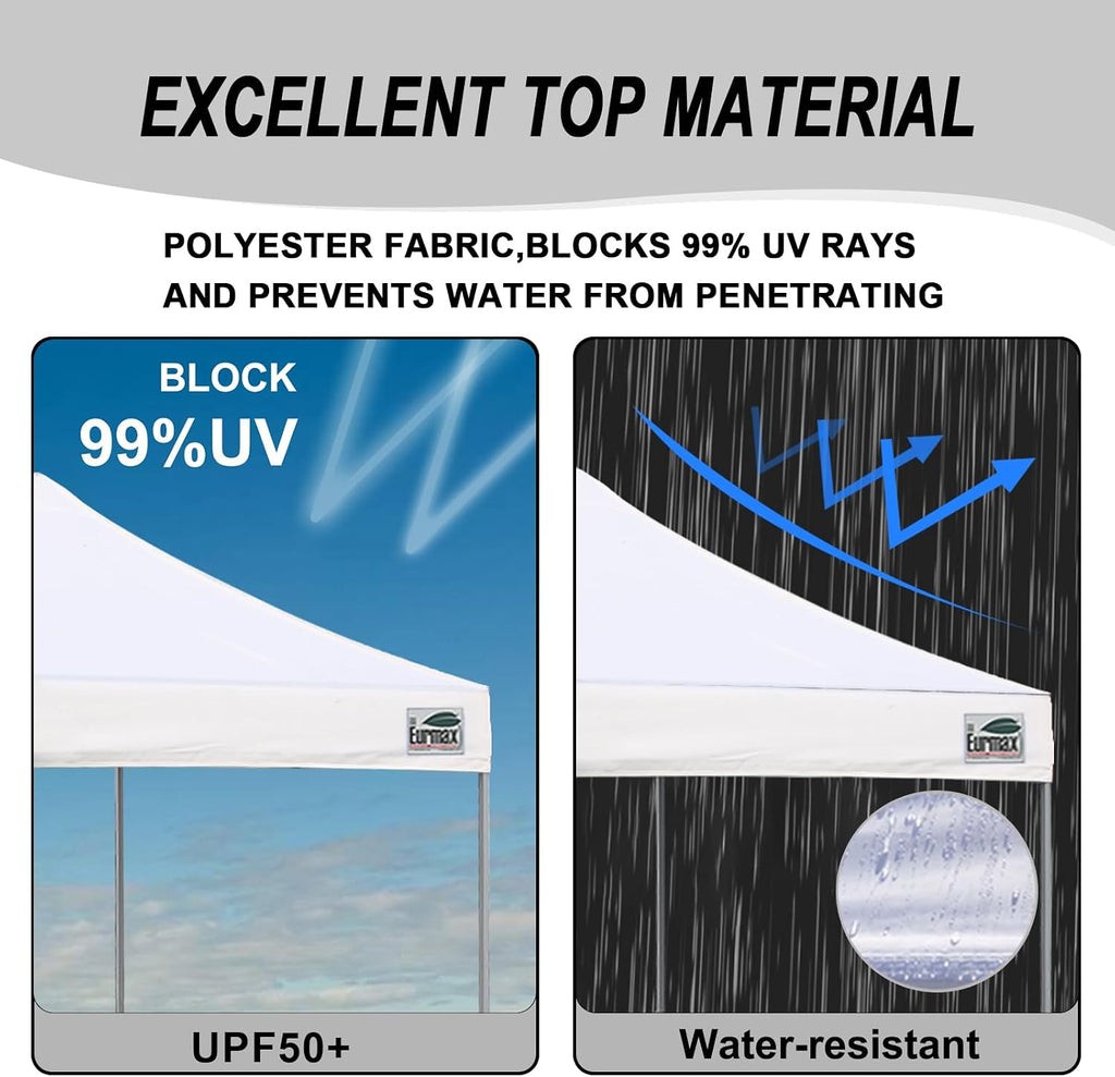 USA 10x10ft Pop Up Canopy,Commercial Instant Tent Events,Patented No-Tip Rolling Storage Bag with 4 Sandbags,UV & Water