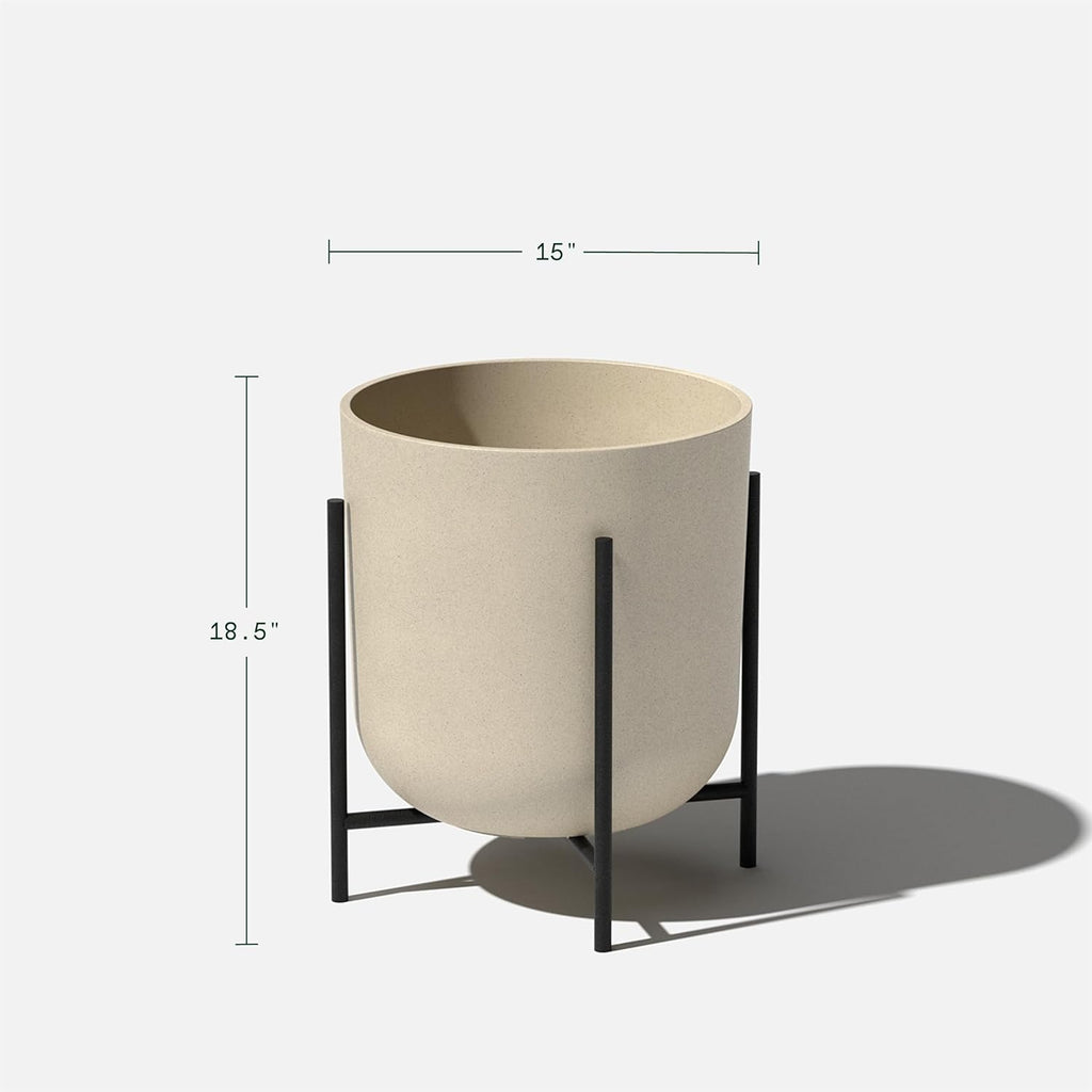 Mason Series Raised Lima Planter - Round Planter with Stand | Made From a Durable Plastic-Stone Composite & Comes