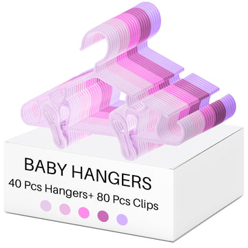 Baby Hanger with Clip for Pant, 120 Packs Total, Pink Series, 10.6 Inch