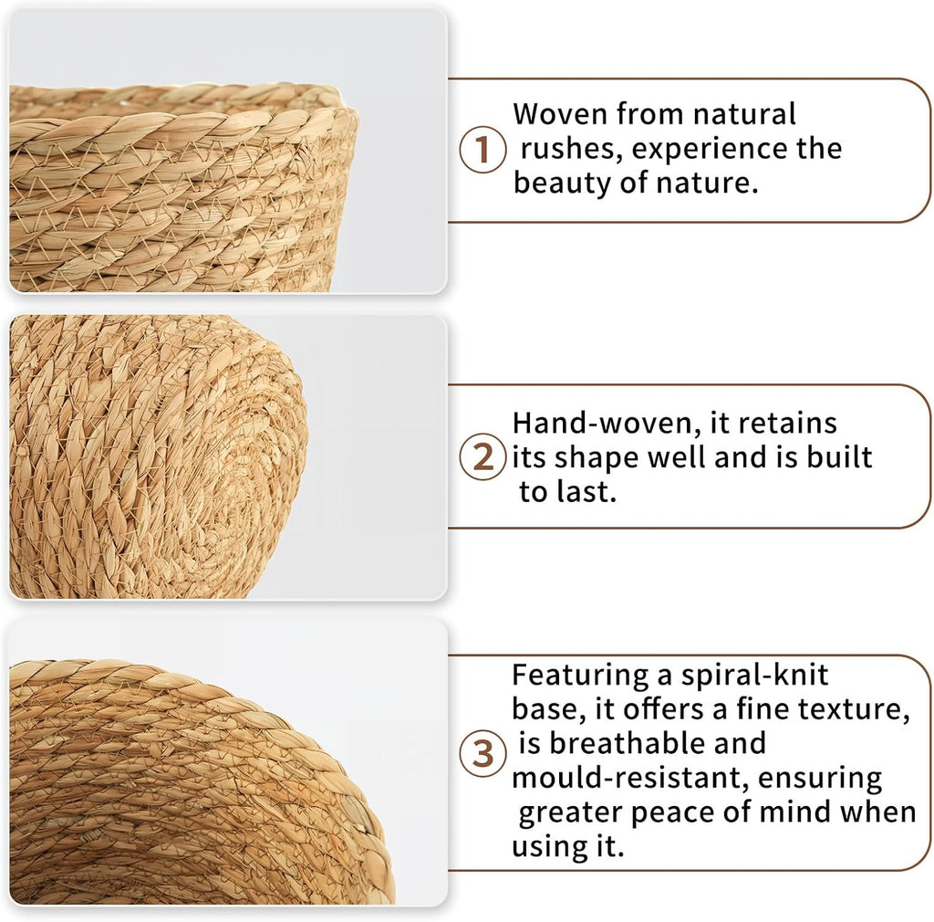 Round Woven Basket Set, 3 Decorative Storage Baskets | Three nesting round woven baskets add open storage and natural