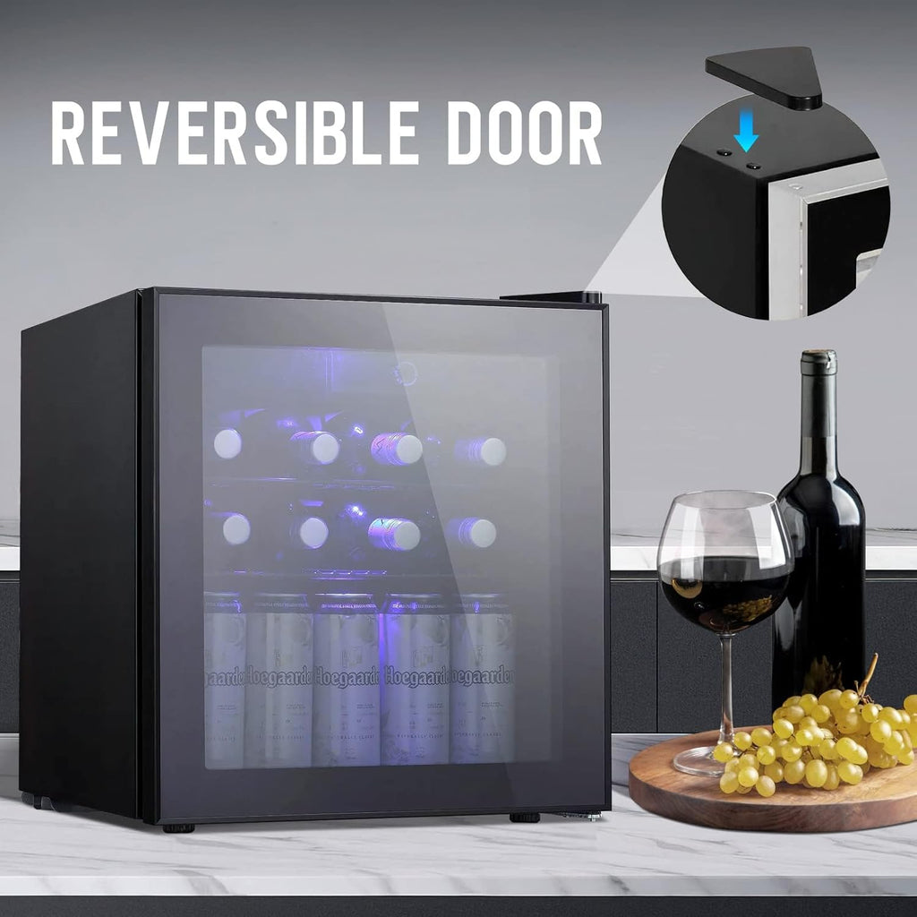 Mini Fridge Cooler - 70 Can Beverage Refrigerator Glass Door for Beer Soda or Wi