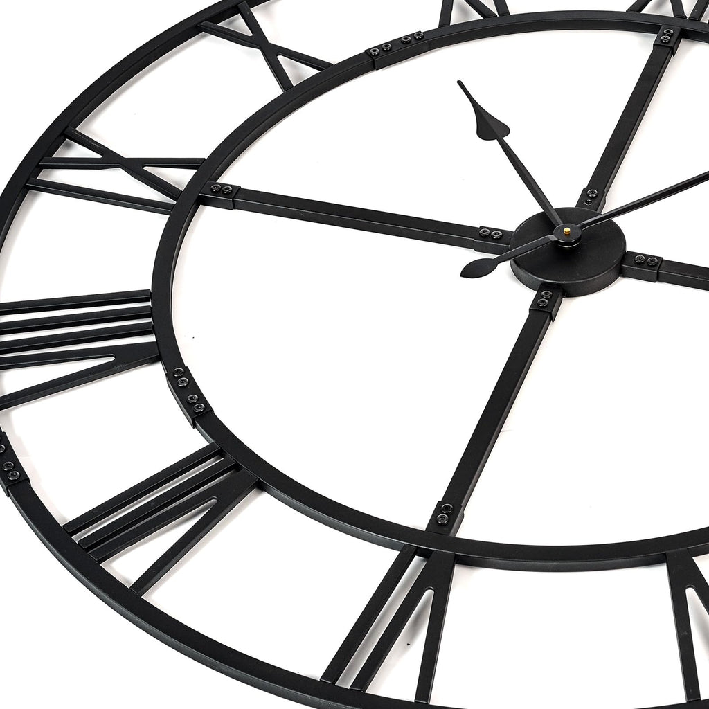 40 Inch Large Silent Wall Clock, Easy Assembly Roman Numeral Black