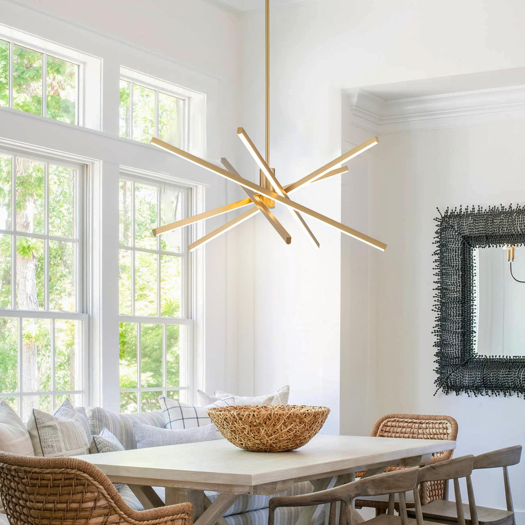 Gold Sputnik Chandeliers Modern LED Linear Chandelier Light