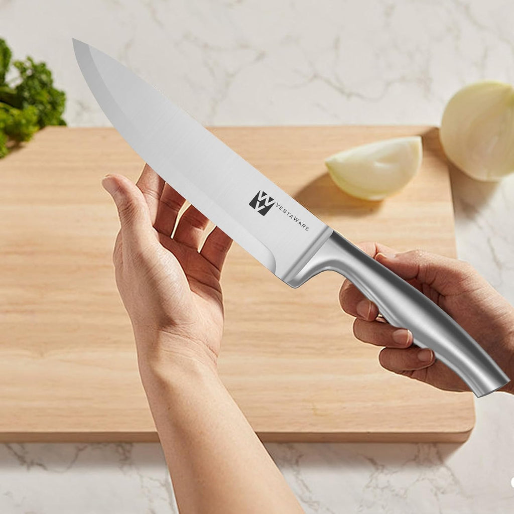 14 Piece Kitchen Knife Block Set, Natural Wood Block, Dishwasher Safe | Razor-Sharp Japanese Stainless Steel Knife