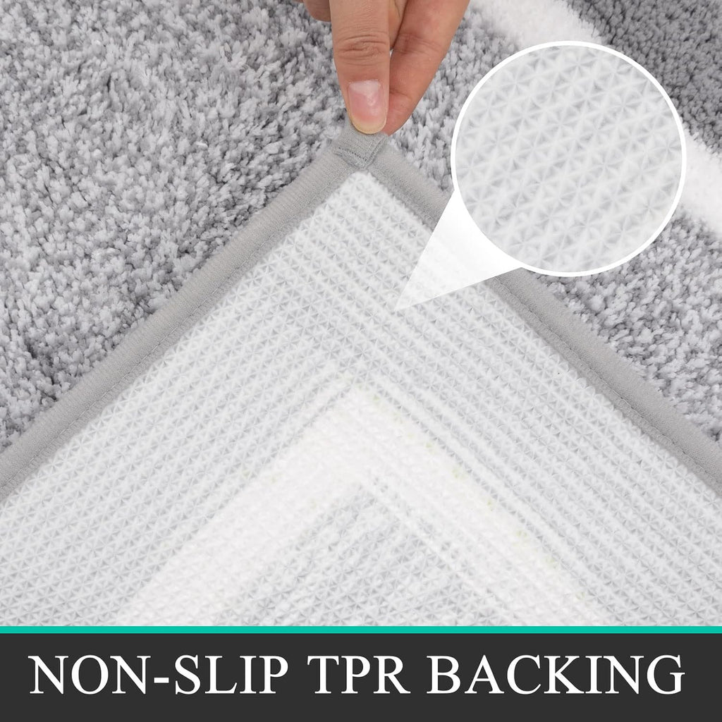 Bathroom Rugs Sets 2 Piece, Non Slip Washable Bath Mat, Light Grey | Soft Plush Microfiber, Super Absorbent Floor