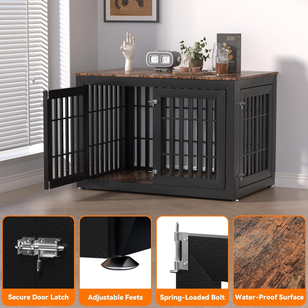 48" Heavy-Duty Dog Crate Furniture for Large Dogs, XXL Wooden Dog Cage Kennel Indoor Furniture