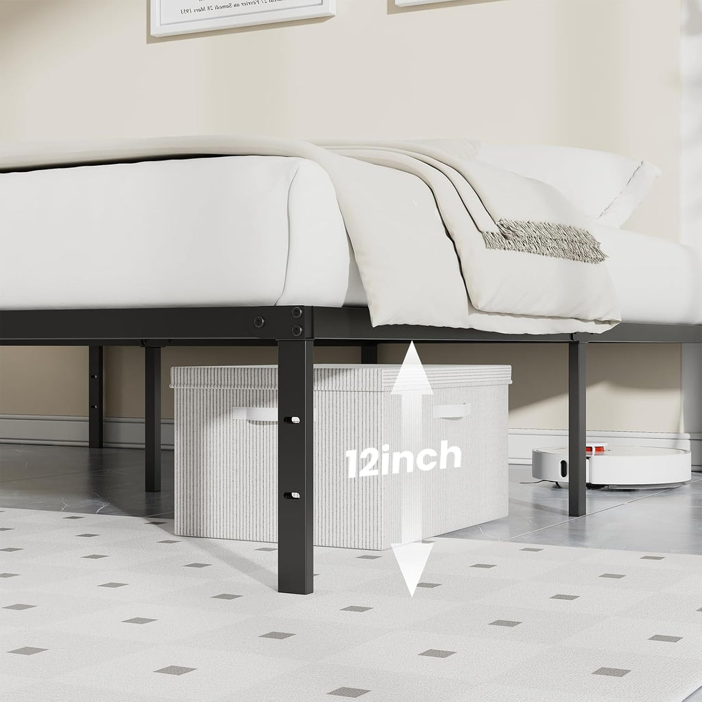 Full 12 Inch Bed Frame - Metal Platform Bed Frame Mattress Foundation with Steel Slat Support, No Box Spring Needed
