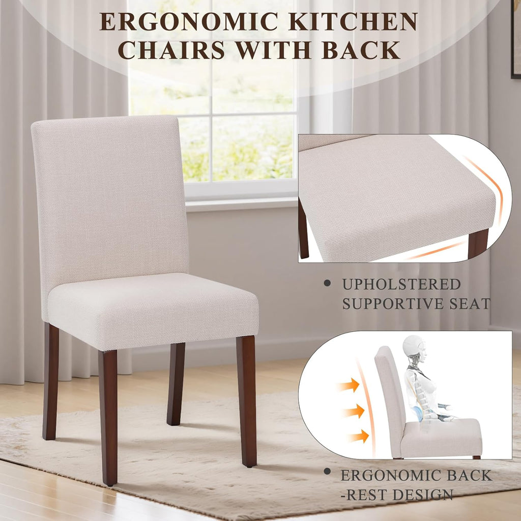 Upholstered Dining Chairs Set of 2, Fabric Dining Room Chairs, Modern Wooden Dining Chair, Kitchen Side Chairs