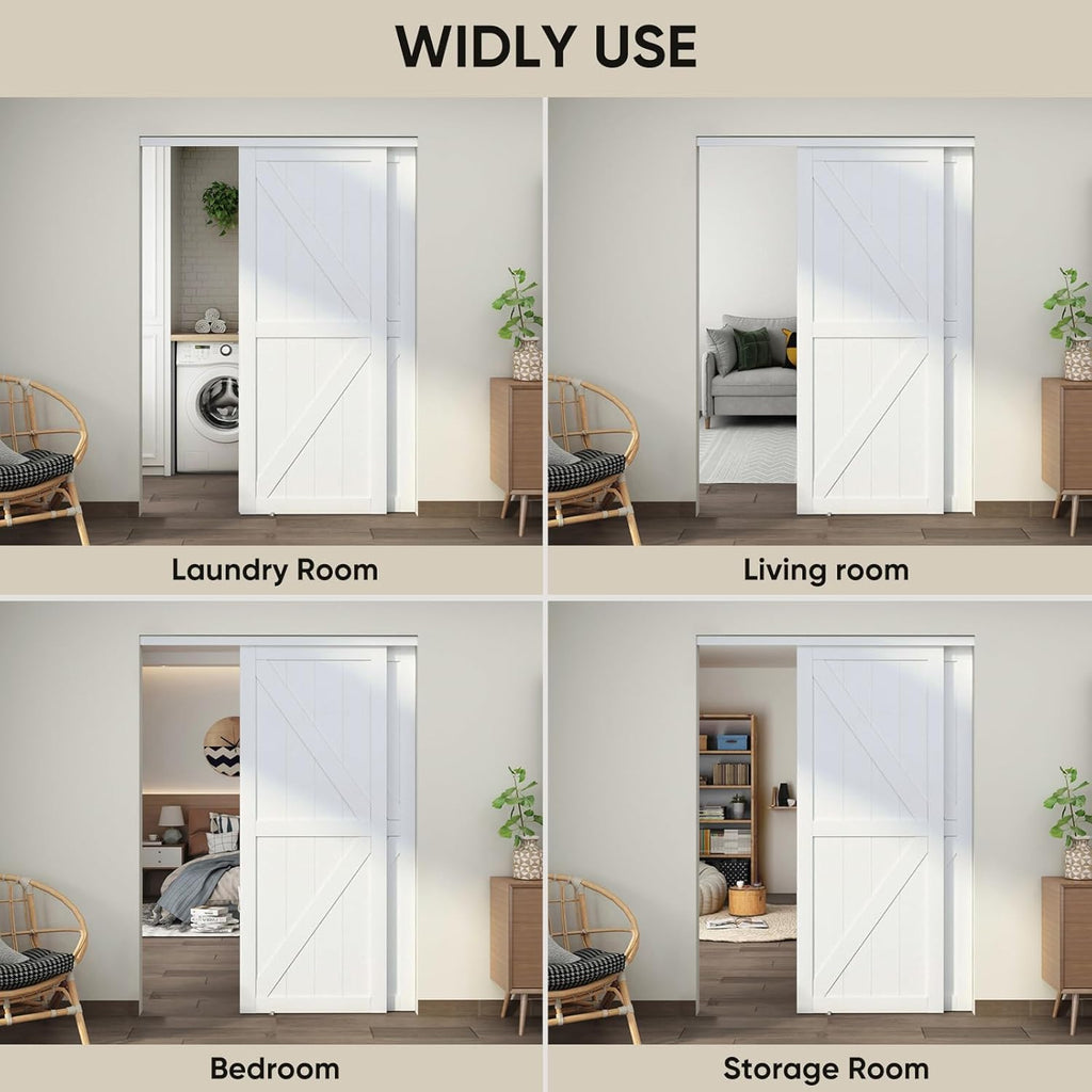 60"(Double 31") x80" Sliding Closet Door, K Style Bypass Closet Door with Hardware Kit & Matching Fa