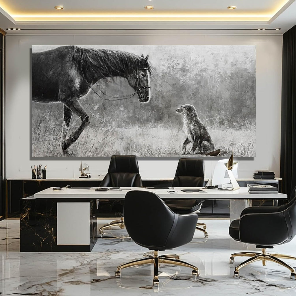 Horse Canvas Wall Decor Grey Wall Picture Modern Wall Hangings Decor 29"x58" Canvas Wall Art Kitchen Artwork