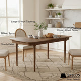 Mid-Century 63 Inch Solid Wood Dining Table for 4-6, Retro Farmhouse Kitchen Table with Large Tabletop, Modern Table