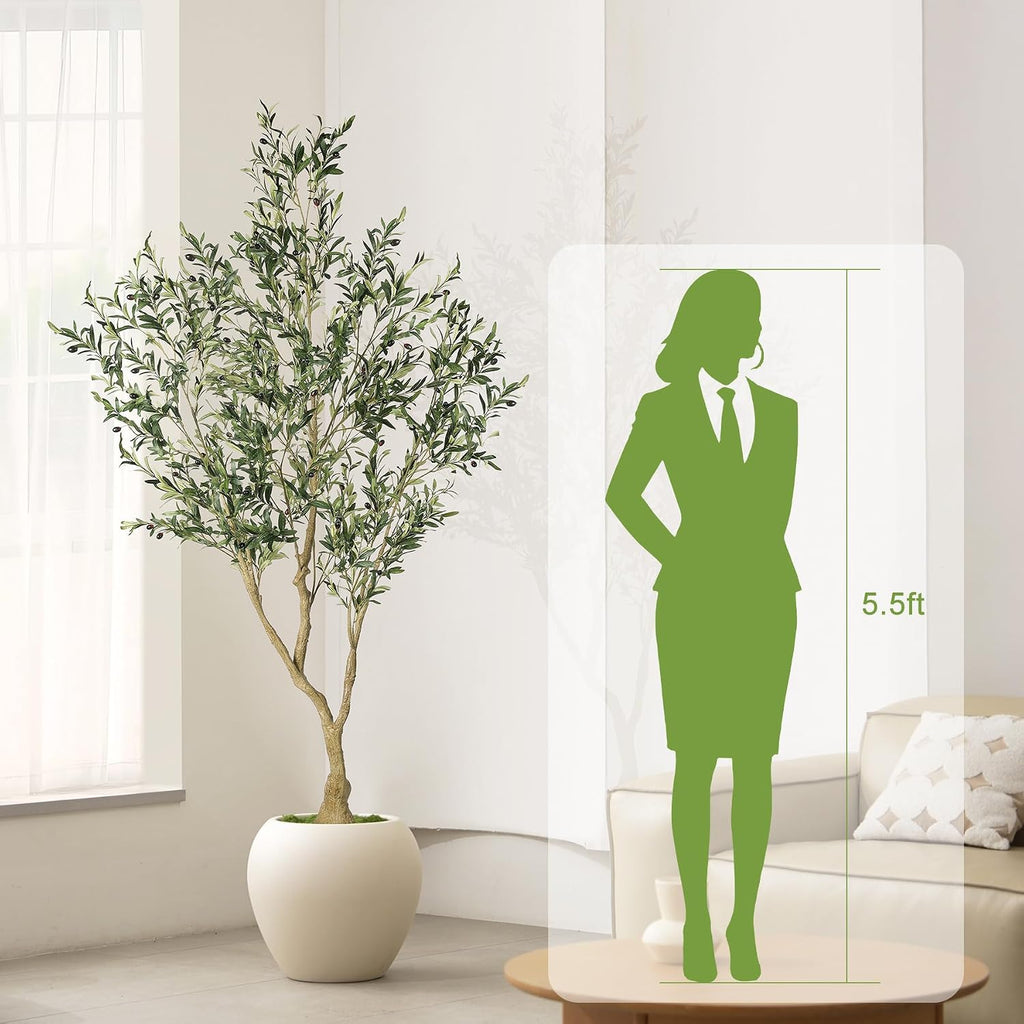 Olive Trees Artificial Indoor with Large Branches, Lifelike Fruits | Faux Olive Tree 7ft, Fake Olive Tree House