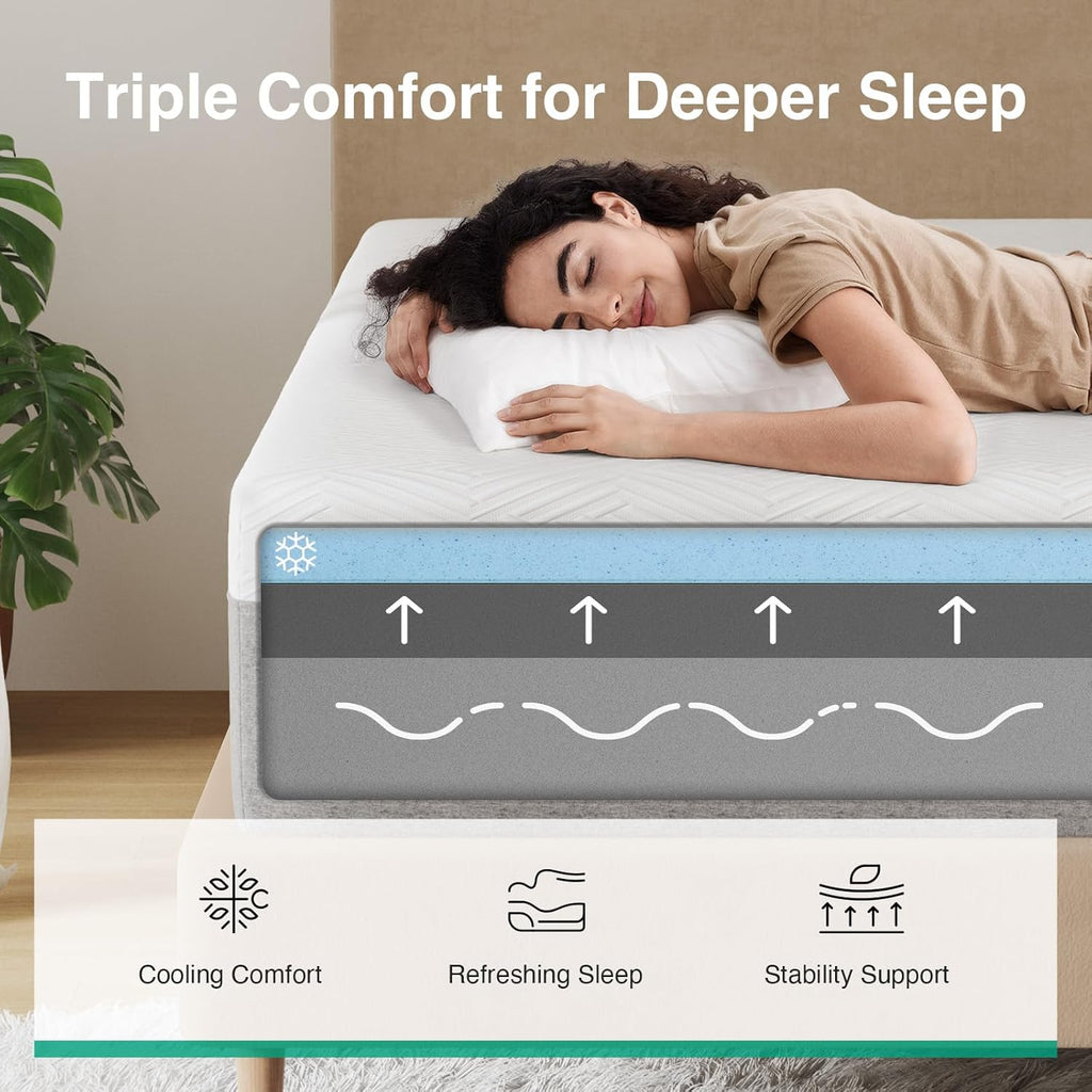 Full Size Mattress, 10 inch Gel Full Size Memory Foam Mattress | Cooling Comfort & Pressure Relieving, Target Zoned