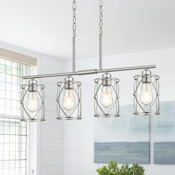 Kitchen Island Lighting, Modern Brushed Nickel Dining Room Light Fixtures with Clear Glass, Farmhouse