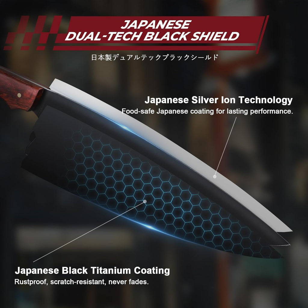 Kitchen Knife Set with Bag - 6 PCS Chef Knife Set with Wooden Handle | Japanese ATS-34 Steel, Full Tang, Ergonomic