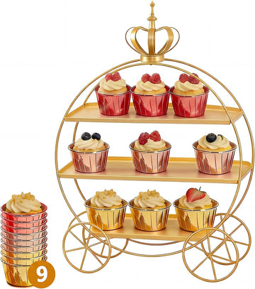 3-Tier Gold Cupcake Stand for Weddings & Parties - Tiered Serving Tray Crown Dessert Table Display Stand Holder