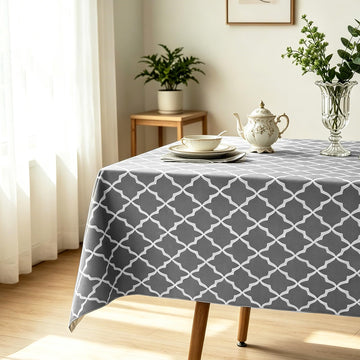 Polyester Tablecloth with Flannel Backing, 84 x 60 Inch Rectangular Heavy Duty Table Cloth, Waterproof & Washable