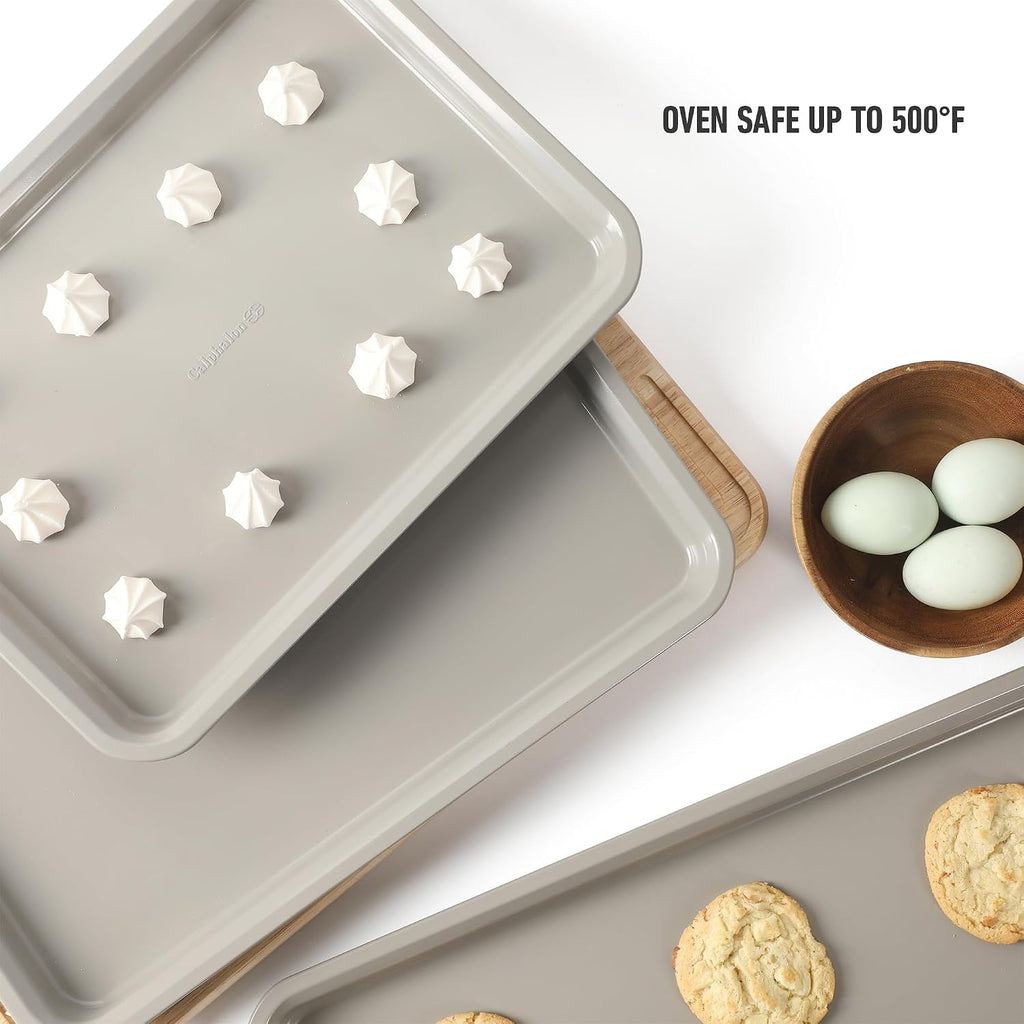 Legacy Cookie Sheet Set, 3-Piece Nonstick Sheets 18 15 13 Inch Cookie Sheet, Metal Sheet, Taupe, PFOA-Free for Even