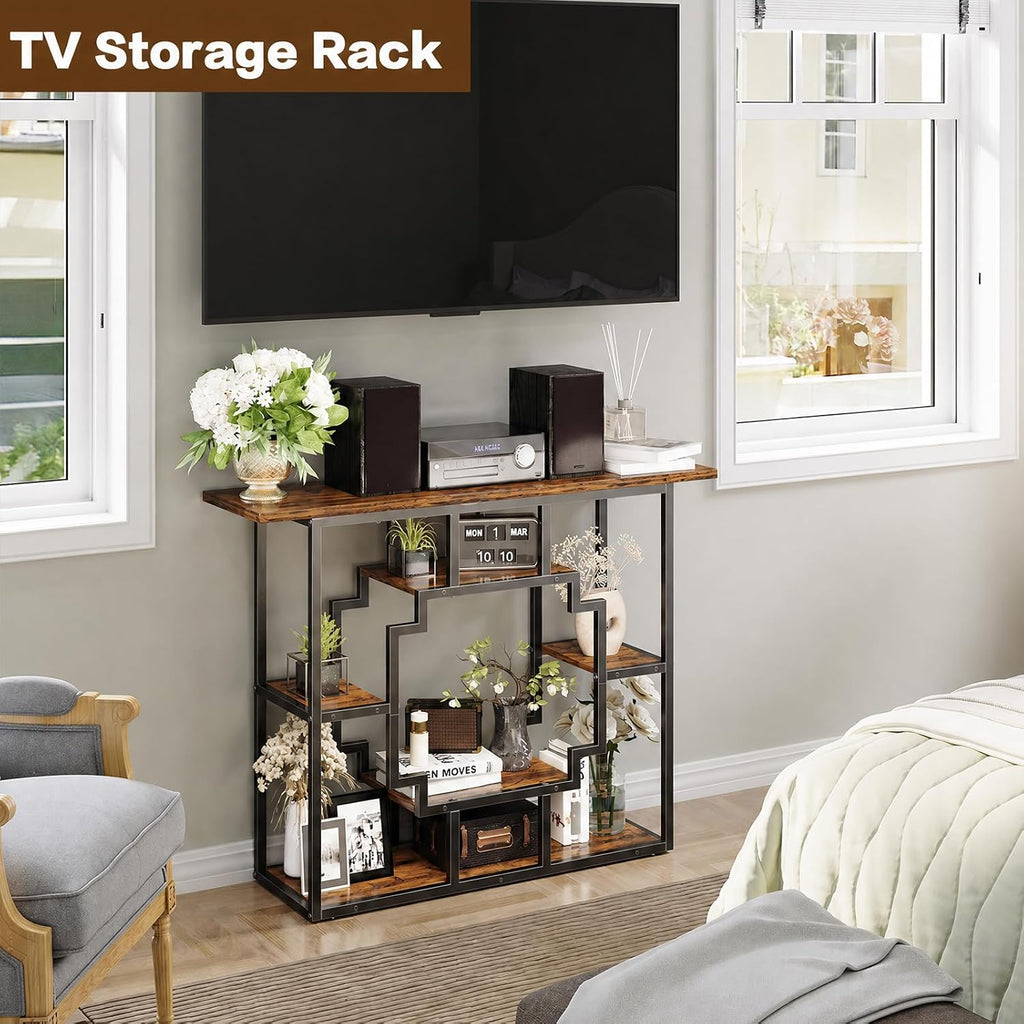 41.3 Inch Entryway Table, Narrow Console Table Behind Couch, Accent Sofa Table with Storage Shelves , Entrance