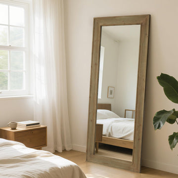 Full Length Mirror Rustic Wood Framed, 27 x 67 inch Farmhouse Wall Mounted Mirror Full Floor Mirror Hanging or