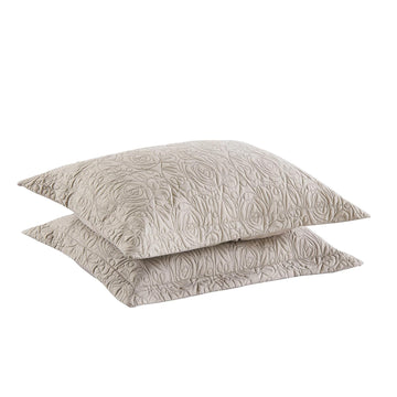 2 Pieces Microfiber Quilted Pillow Shams Soft Pillow Covers with Envelope Closure Standard Size(Taupe)