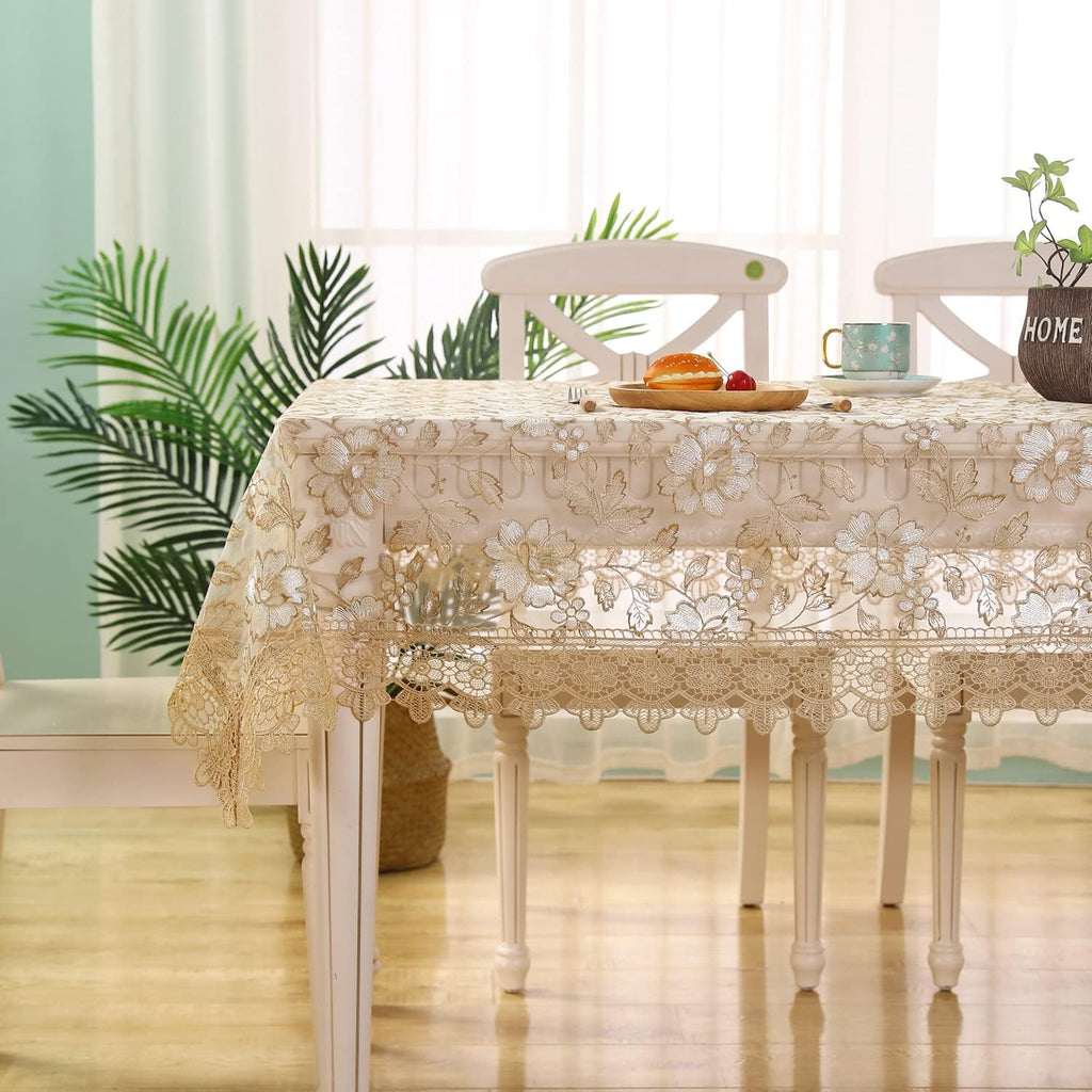 Lace Embroidered Rectangle Tablecloth - Boho Table Cloth Rustic Fabric Retro Lace Tablecloth Picnic 
