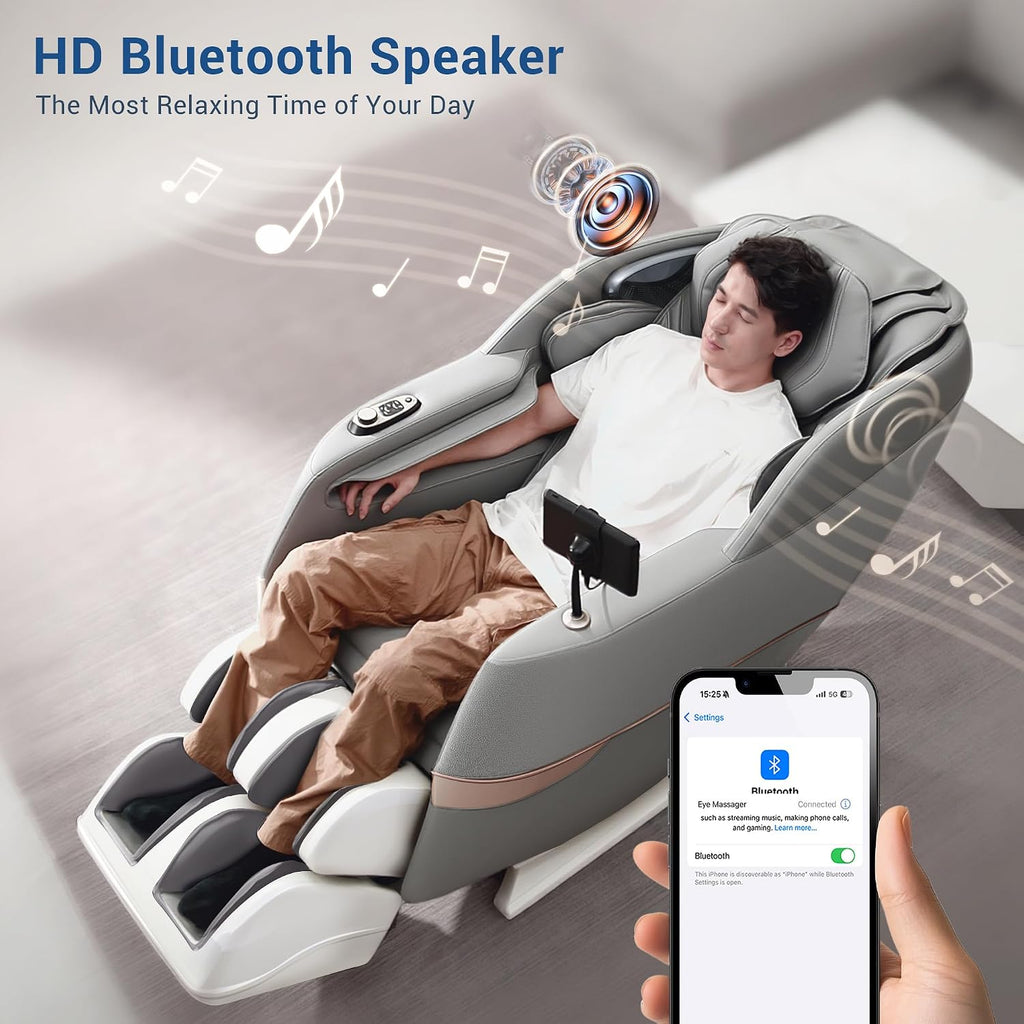 Massage Chair Full Body, 170° Flexible SL Track Shiatsu 3D Massage Chairs with Zero Gravity, Bluetooth Speaker