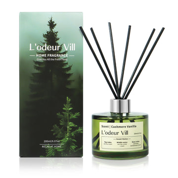 Vill Reed Diffuser Set, 6.7 fl oz(200ml) Scent Diffuser with 6 Reed Sticks, Cashmere Vanilla Oil Diffuser Home