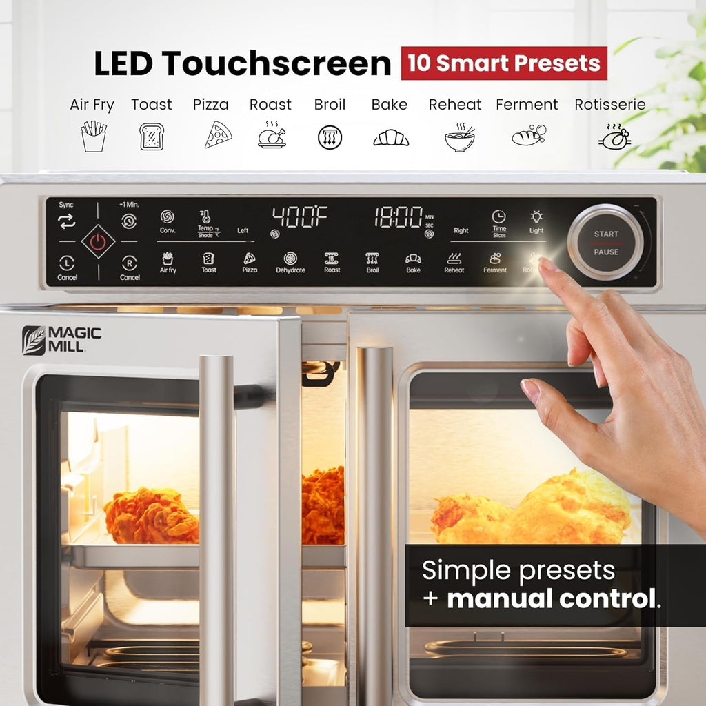 Ultra-Premium Air Fryer Toaster Oven Combo With Independent Dual-Zone Technology, Extra Large 32QT French Door