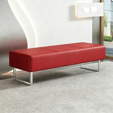 Waiting Room Storage Bench, Upholstered Faux Leather Guest Reception Chair, 9" Thick Multi-Color, for