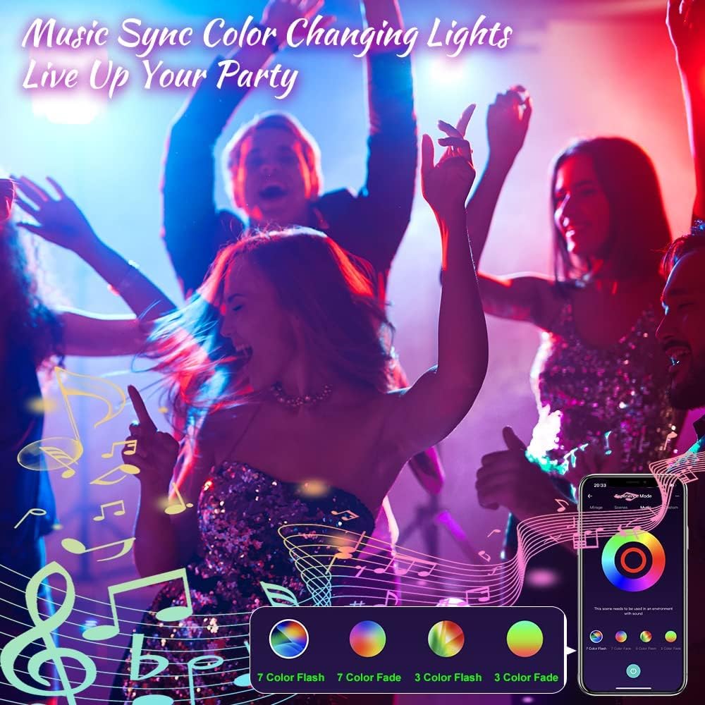 RGB LED Flood Light Outdoor with IP66 Waterproof, 4 Pack Bluetooth APP Control Uplight, 16 Million DIY Color Changing