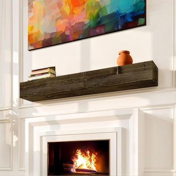 USA Made Real Wood - Handcrafted Farmhouse Wall Mounted for Over Fireplace Floating Shelf Mantle (Rustic, 60X8X5 Inch