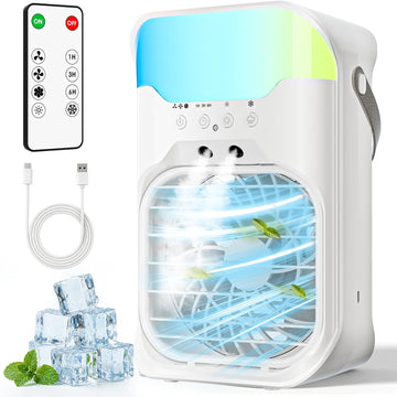 Portable Air Conditioners,4-in-1 Air Conditioner with Dual-Nozzle Spray Function,3 Fan Speeds,1-3-6 Timer,10