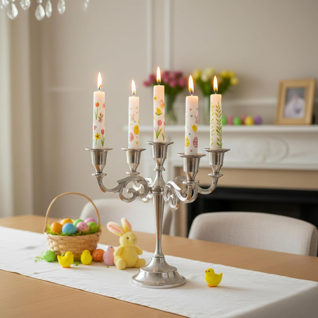 5 Arm Candelabra Taper Candle Holders Decorations Indoor Kitchen Décor Table Candles Candlestick Candelabra