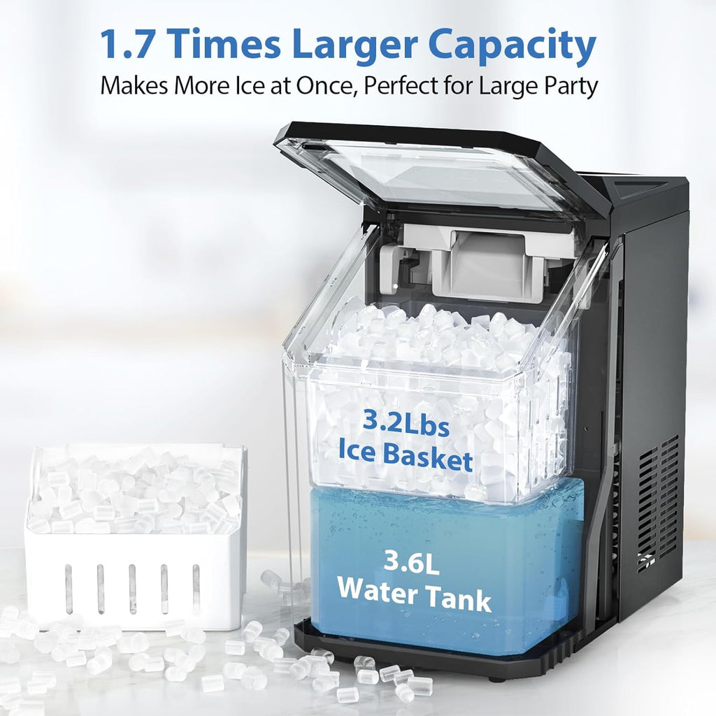 Nugget Ice Maker Countertop, 55lbs/Day, Rapid Ice Release in 5 Mins, Large Capacity Chewable Ice Maker, Self-Cleaning