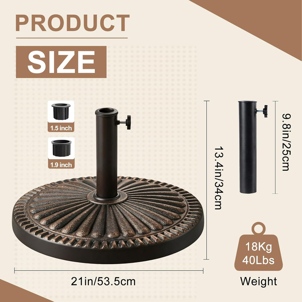 40 lb Round Heavy Duty Patio Market Table Umbrella Base Stand Weight Bronze
