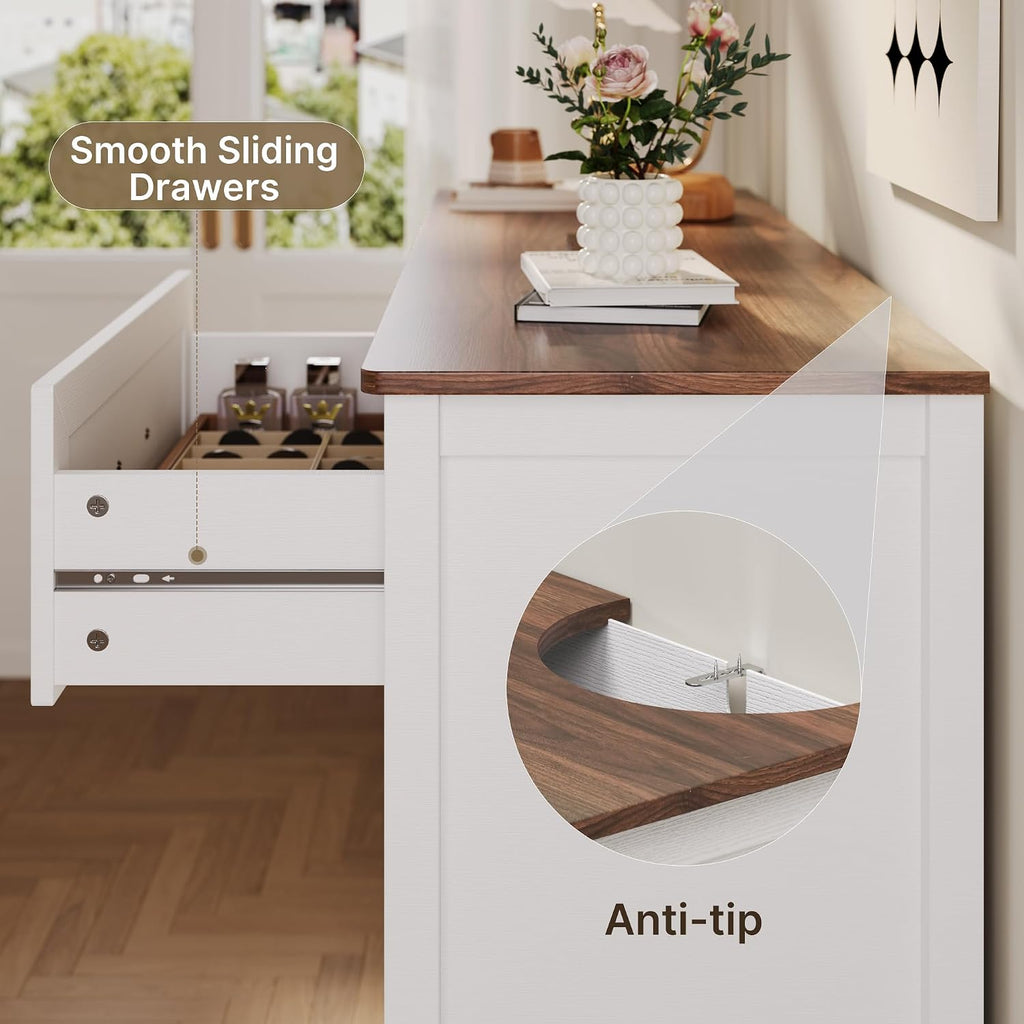47.2" W Drawer Dresser, 6 Chest of Drawers, Dresser | Wooden Chest of Drawers with Ample Storage Space, Smooth Rail
