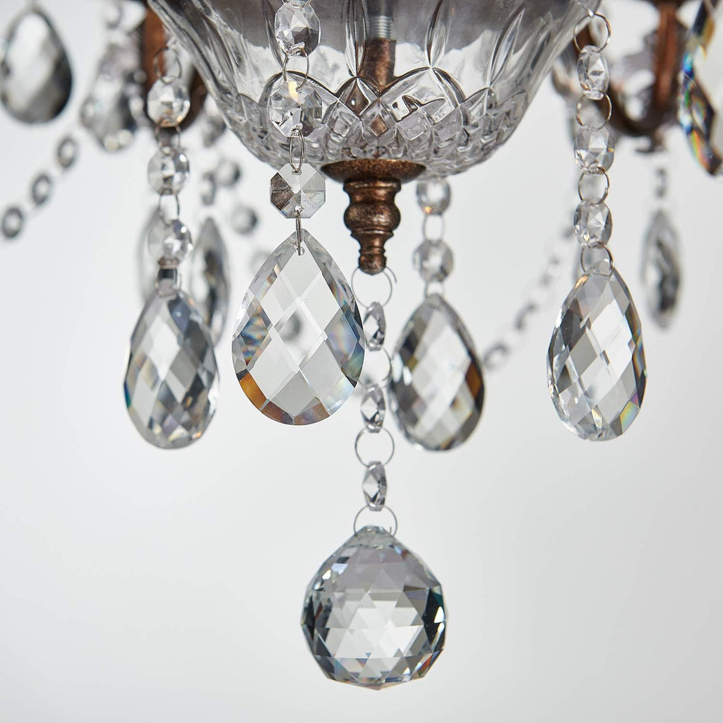 6-Light Crystal Chandelier - Farmhouse Rustic Pendant Light Fixture for Bedroom, Dining Room, Living Room - H23 x W24, Chain Adjustable