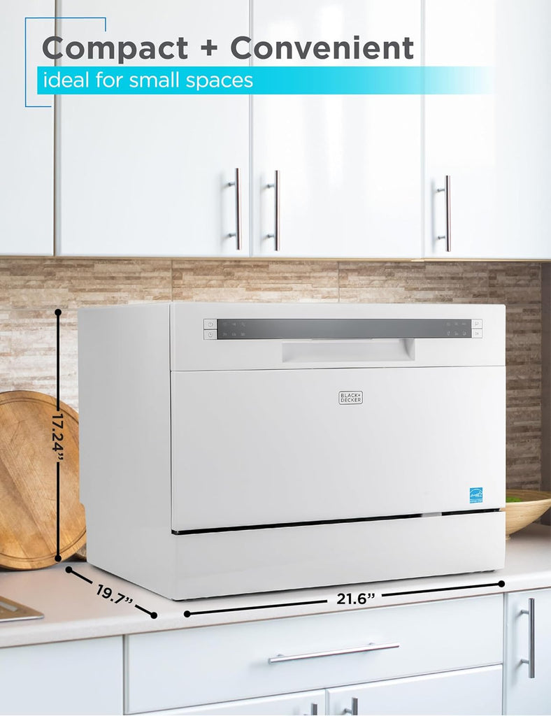 Countertop Dishwasher, Counter Dishwasher with 6 Wash Programs, 6-Place Setting Capacity, Stainless Steel Interior