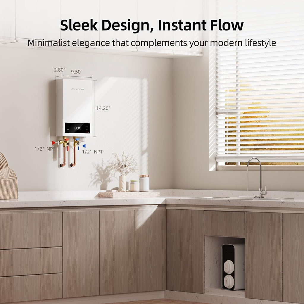 11kW Tankless Water Heater Electric, MIZUDO 240 Volt Instant Hot Water Heater