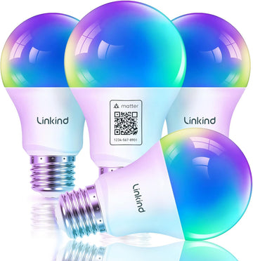 Matter Smart Light Bulb, Smart Bulbs Work with Apple Home, Siri, Alexa, Google, SmartThings, , LED RGBTW Color