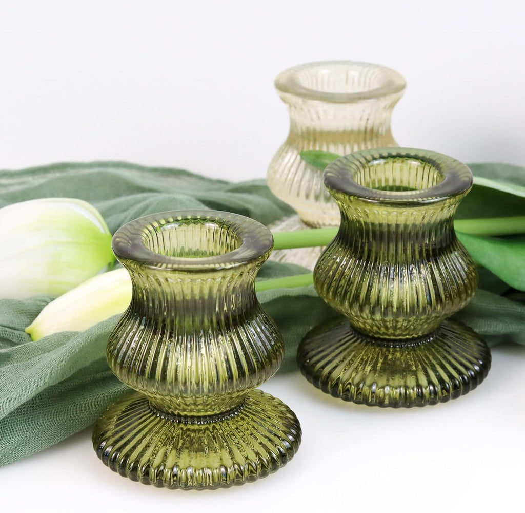 Glass Candlestick Holders 12PCS Taper Candle Holders for Table Centerpiece Vintage Colorful Candle Sticks for