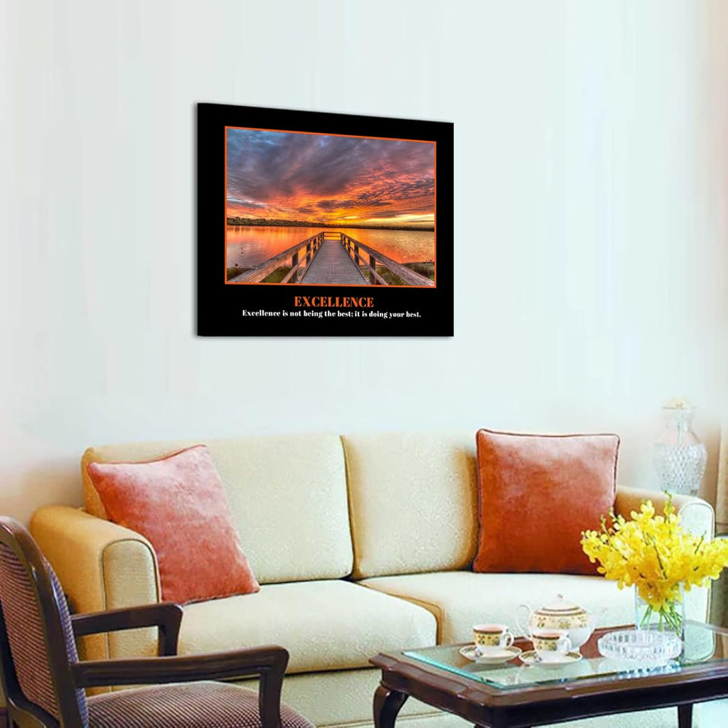 Excellence Canvas Quotes Art - Inspiring & Motivational Wall Prints Decor - Engaging Design with Uplifting Messages