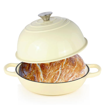 6QT Bread Dutch Oven Pot with Lid Enameled Cast Iron Dutch Oven Beige