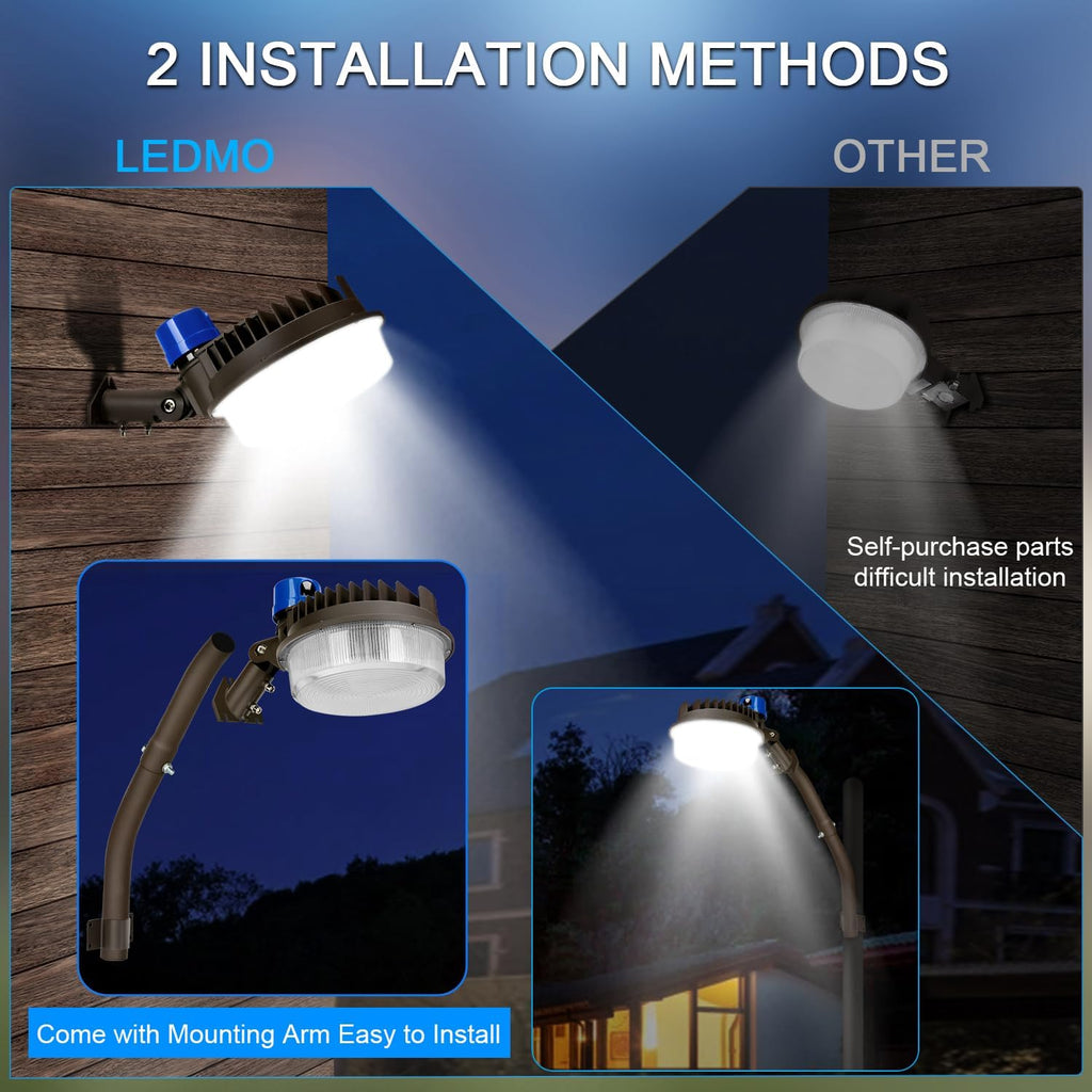 120W LED Barn Light with Photocell Dusk to Dawn | Brightset 18000LM 5000K Adjustable Angle with Mount Arm Outdoor