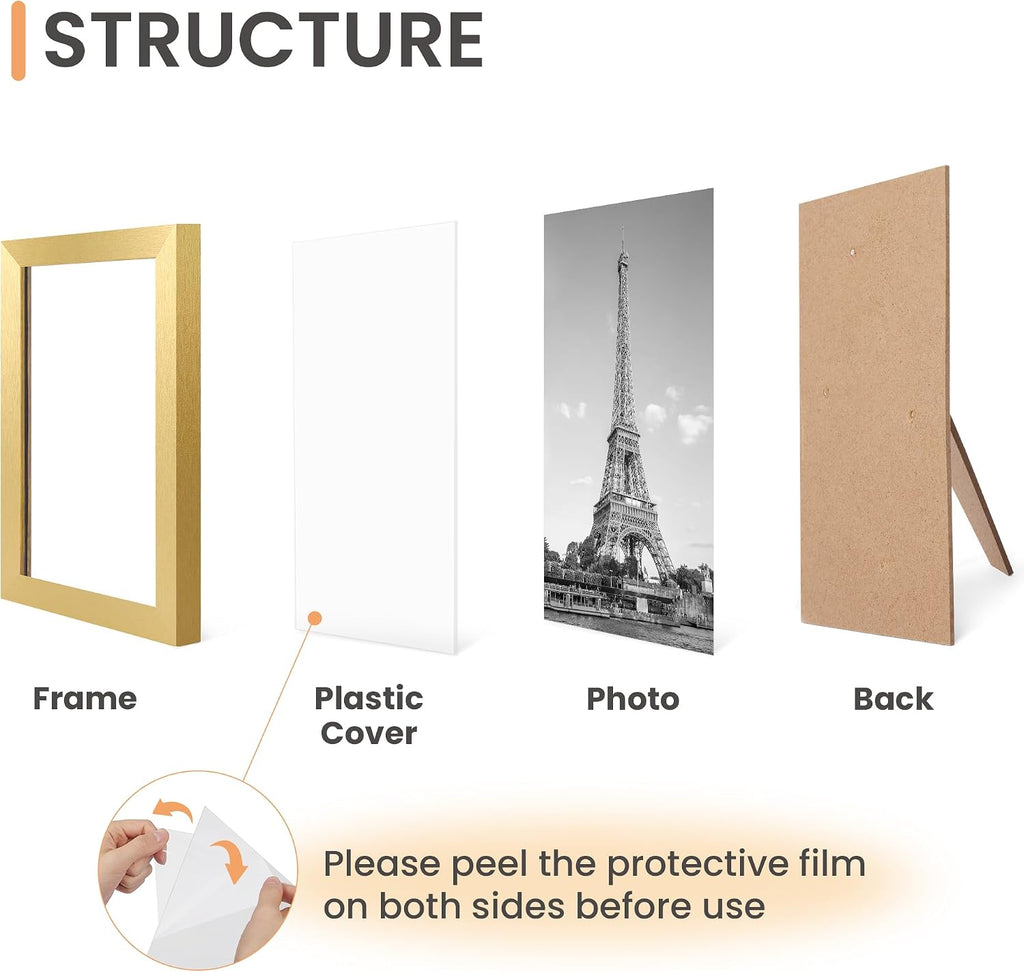 Picture Frames Set of 10, Including 8x10, 5x7, 4x6 Gold Frame | Multi Picture Frames Collage Wall Decor, Gallery Wall